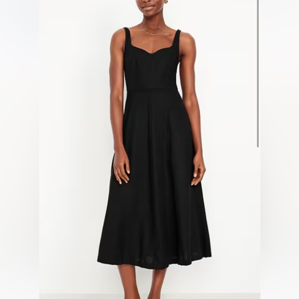 Old Navy Black linen blend Midi Dress